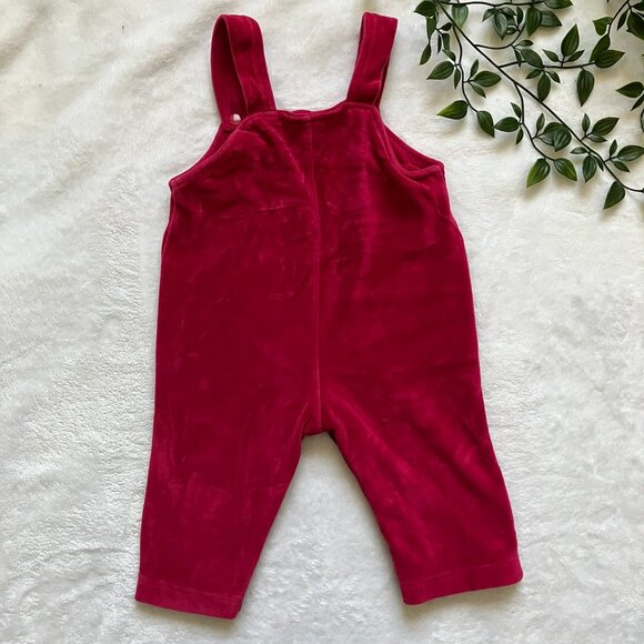 Opbaby Velour Floral Overalls 3-6M | Raspberry Red Plush Baby Romper GUC - Picture 10 of 16